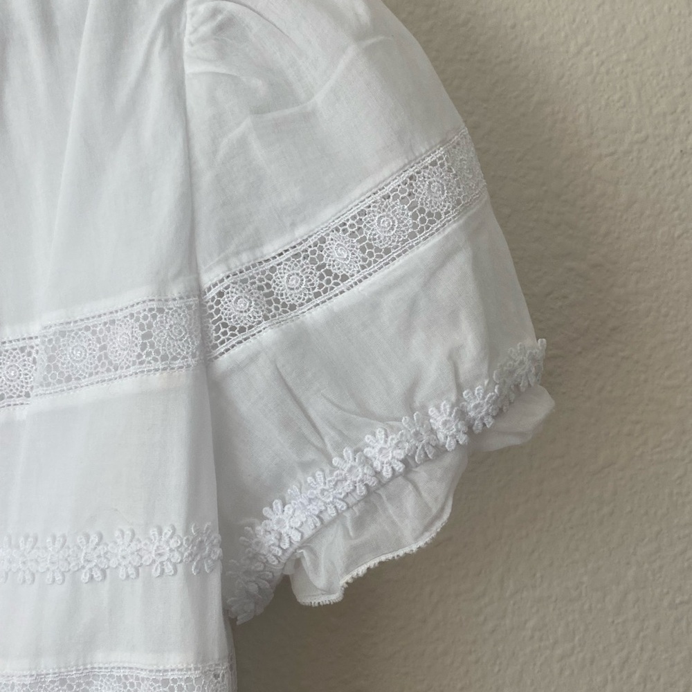 J.Crew Women’s Daisy Chain White Peplum Short Puff Sleeve Top Size Medium - Picture 11 of 14